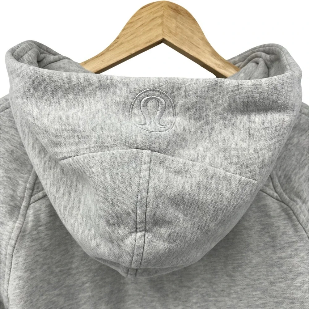 Lululemon Scuba Oversized Half Zip Hoodie Light Grey Cropped Thumbholes Sz XS/S - Picture 7 of 9
